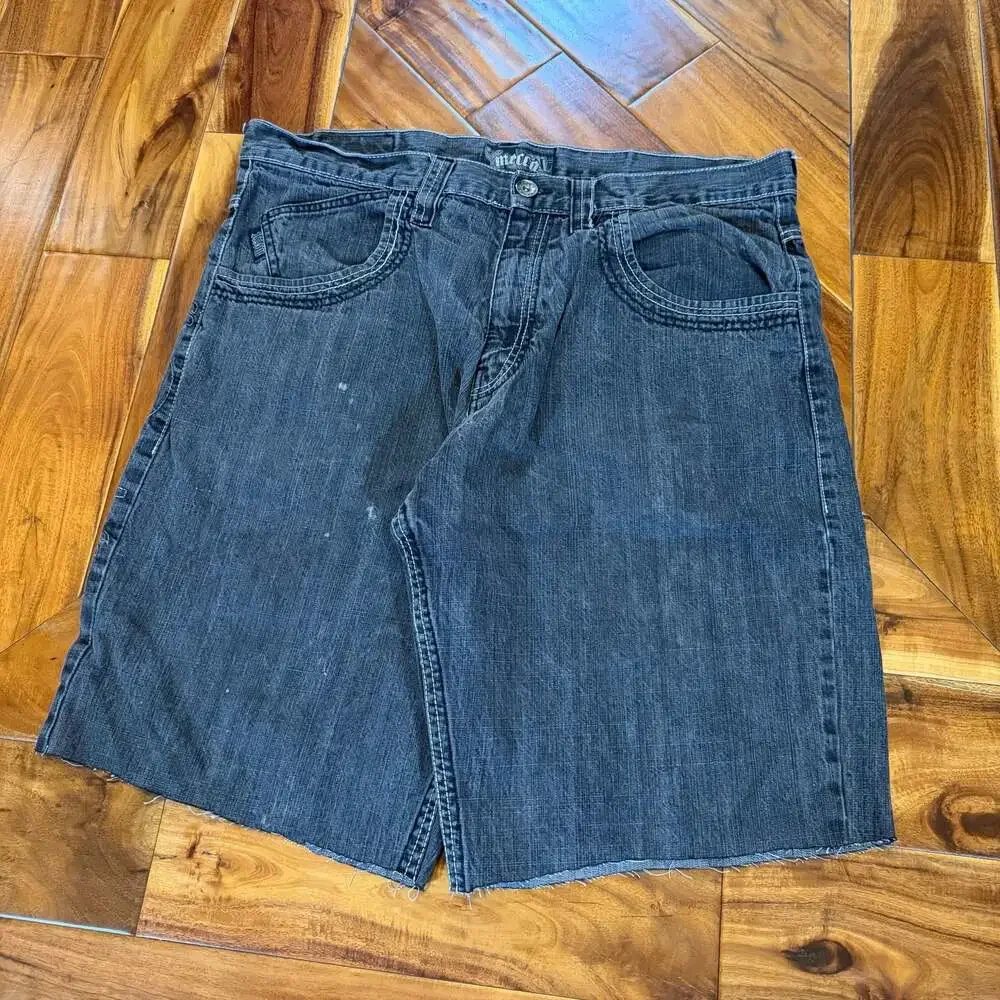 Mecca Vintage Y2K Baggy Embroidered Dark Wash Denim Jorts Jessie Pinkman Skater